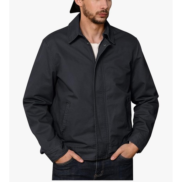 WenVen Men's XL Lightweight Black Military Cotton Jacket Work Chore Coat casual - Picture 1 of 11